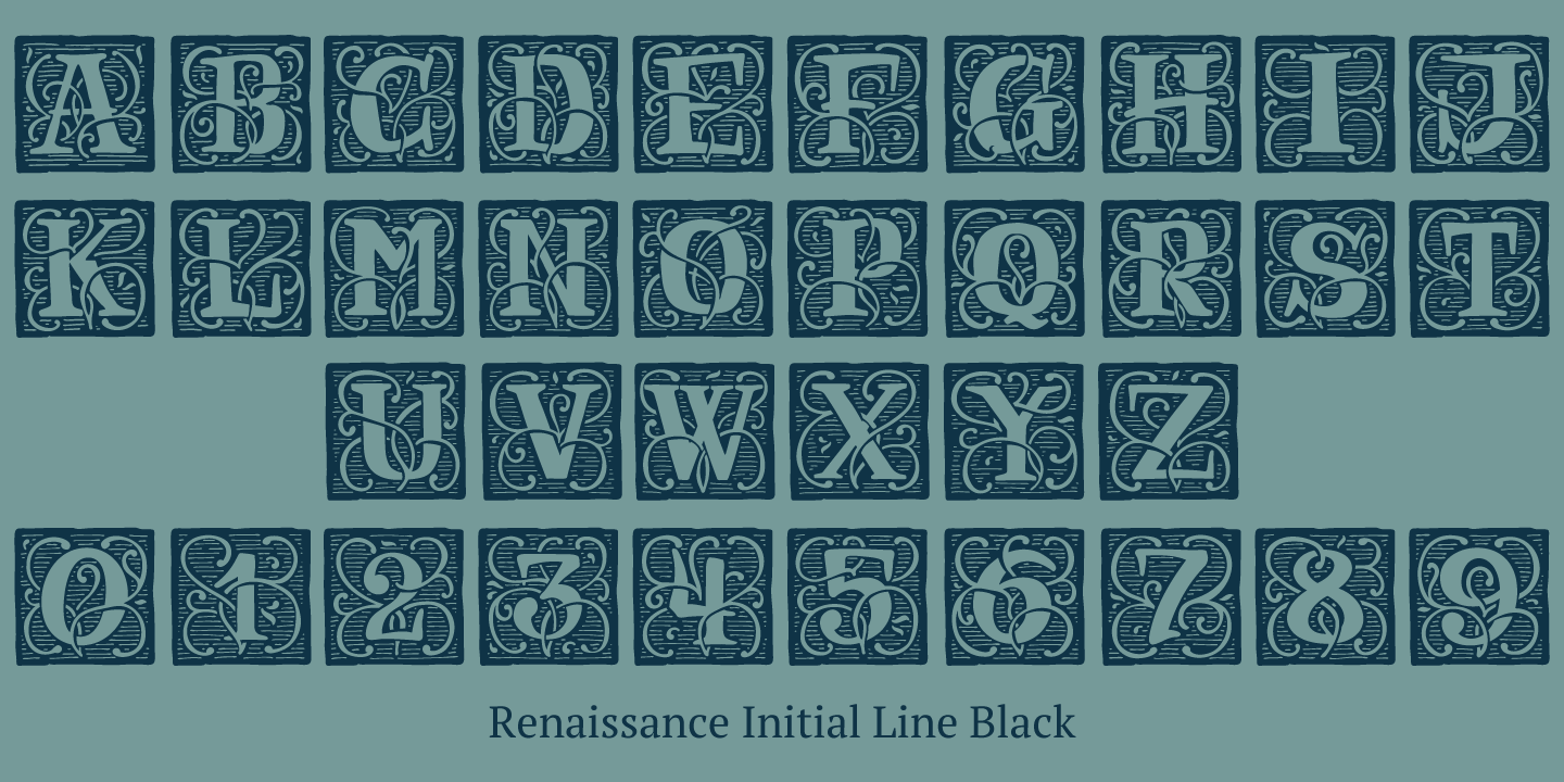 Renaissance Initial Dots White Font preview